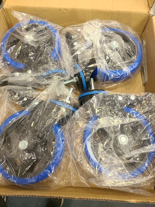 Photo 1 of 5 Inch Stem Caster Wheels Heavy Duty with Dual Locking 2200Lbs, Swivel Industrial Casters Set of 4,Threaded Stem Casters 3/8" -16 x 1, Wheels for Cart and Furniture