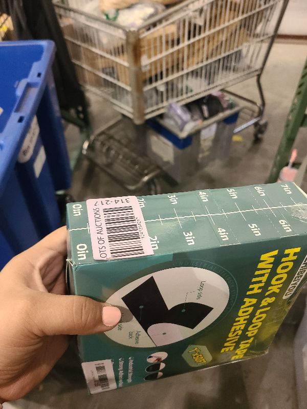 Photo 1 of 1 in×50 feet Black Heavy Duty Hook and Loop Tape with Adhesive, No Punching Picture Frame & Door Screen Mounting Tape, Keep Couch Cushion from Sliding