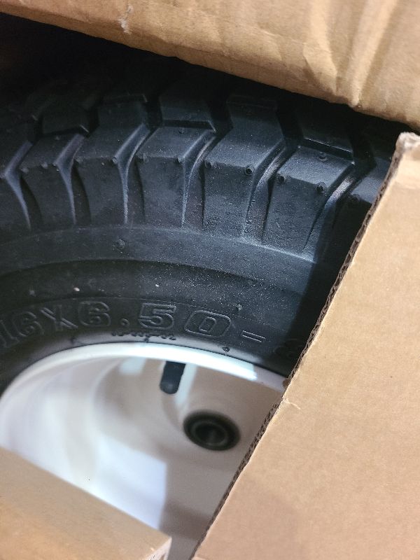 Photo 1 of 2 PCS 16x6.50-8 Lawn Mower Tires and Rim - 16x6.5-8 Tractor Turf Tire Replacement for Craftsman/John Deere Riding Lawn Mowers/Tractors, with 3/4" Bearings and 3" Offset Hub,4 Ply Tubeless - Vypart