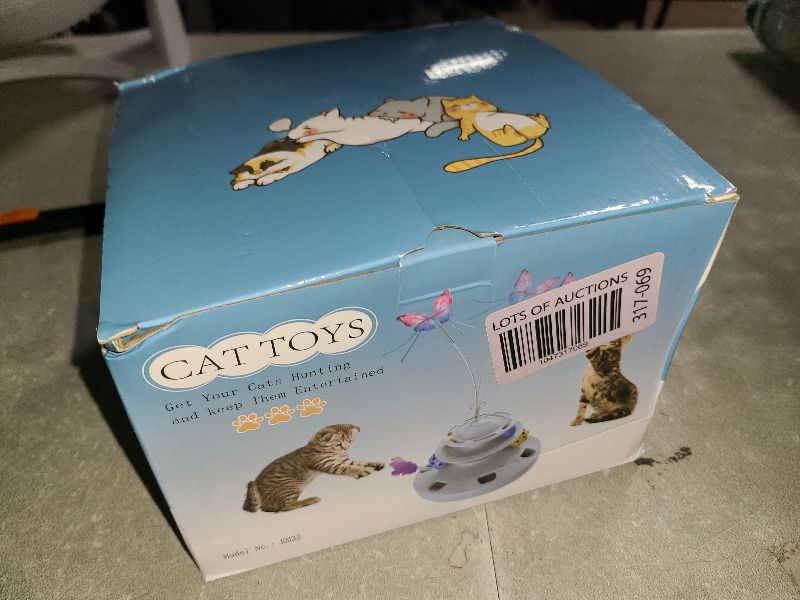 Photo 1 of AIBORS Cat Toys - 4in1 Rechargeable Automatic Cat Toy Interactive Kitten Toy Whack a Mole Fluttering Butterfly Ambush Feather Track Balls Rechargeable Feather Toys Indoor Exercise Kicker