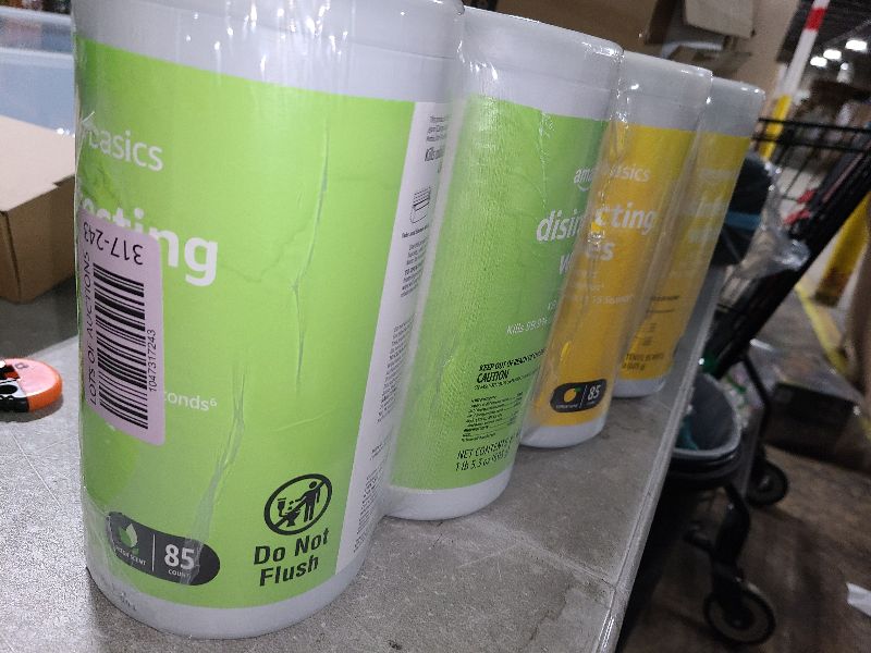 Photo 1 of Amazon Basics Disinfecting Wipes, Lemon & Fresh Scent, Sanitizes/Cleans/Disinfects/Deodorizes, 340 Count (4 Packs of 85)