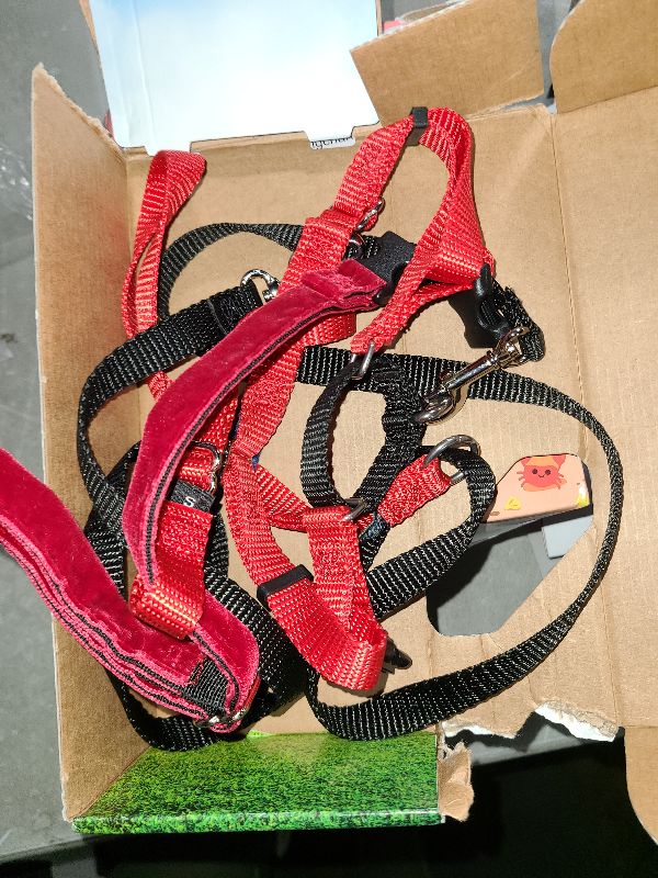 Photo 1 of 2 Hounds Design Freedom No Pull Dog Harness, Adjustable Harness and Leash Set, Easy Walking & Comfortable Control, Fits Small, Medium & Large Dogs, Solid Colors, Made in USA, 5/8" SM, Red