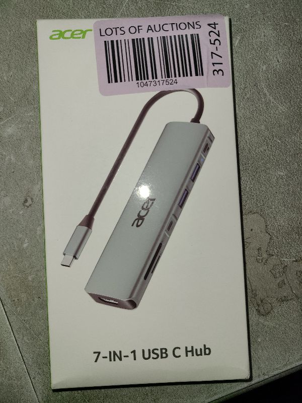 Photo 1 of Acer USB C Hub, 7 in 1 USB C to HDMI Splitter, 2 USBA 3.1 GEN1 and 5Gbps Type-C Data Port, Type C Adapter with 4K HDMI Port, PD 100W Charging, SD Card Reader, for Laptop, PC, Desktop and More
