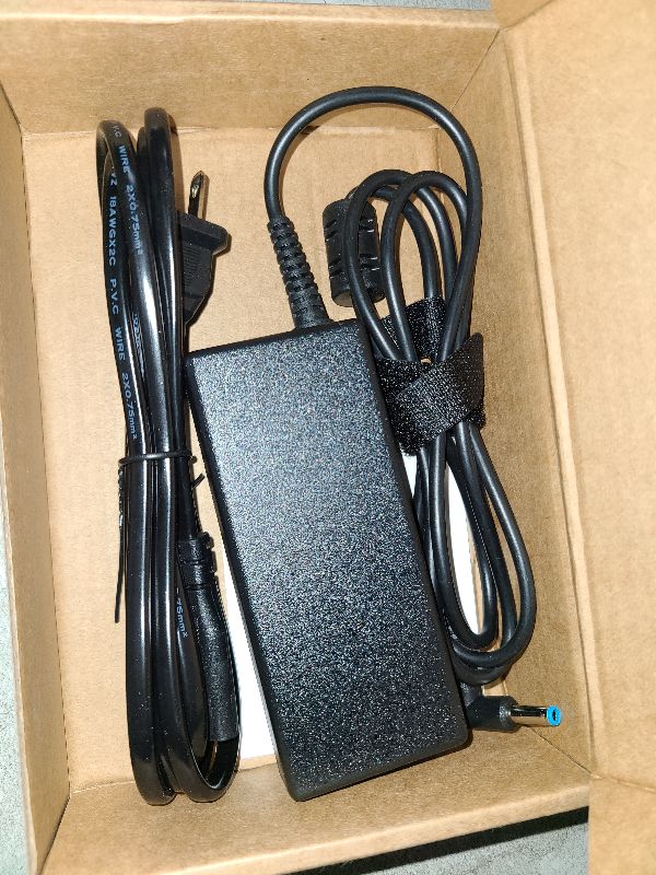Photo 1 of 45W Charger for HP Laptop Computer - Fit for HP Pavilion, Stream, ProBook, EliteBook, Spectre, Notebook Series AC Adapter Power Cord (4.5mm x 3.0mm Smart Blue Tip)