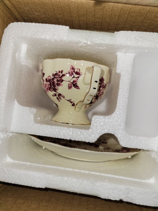 Photo 1 of 8 oz Vintage Ceramic cup and 6" saucer sets for Afternoon Tea Coffee Hour(RED)