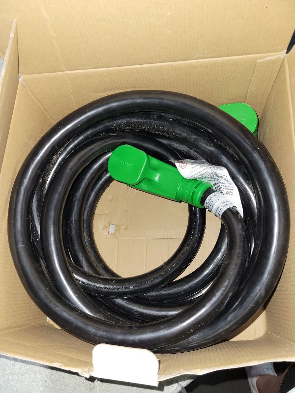 Photo 1 of RVMATE 50 Amp 25 Feet RV/EV Extension Cord, Easy Plug in Handle, 14-50P to 14-50R with LED Indicator, ETL Listed, Come w/Storage Bag and Plastic Strap