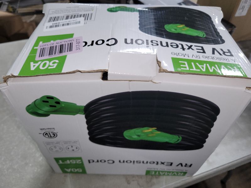 Photo 1 of RVMATE 50 Amp 25 Feet RV/EV Extension Cord, Easy Plug in Handle, 14-50P to 14-50R with LED Indicator, ETL Listed, Come w/Storage Bag and Plastic Strap