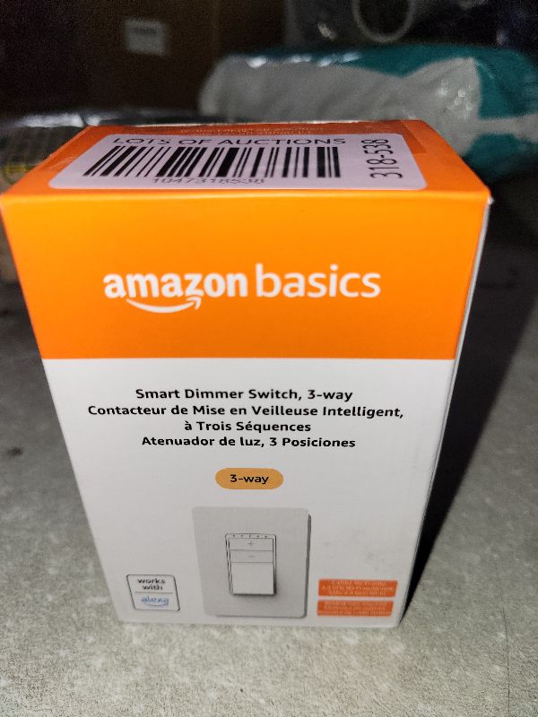 Photo 1 of Amazon Basics Smart Dimmer Switch, 3-Way, Works with Alexa Only, 2.4 GHz Wi-Fi, No Hub Required, White