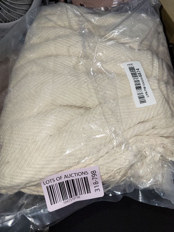 Photo 1 of Americanflat 50x60 Throw Blanket - Soft and Breathable Cotton Throw Blanket for Couch, Bed, Chair - Decorative Blanket Perfect for Home, Office, or Outdoor Use - Cream Herringbone Blanket