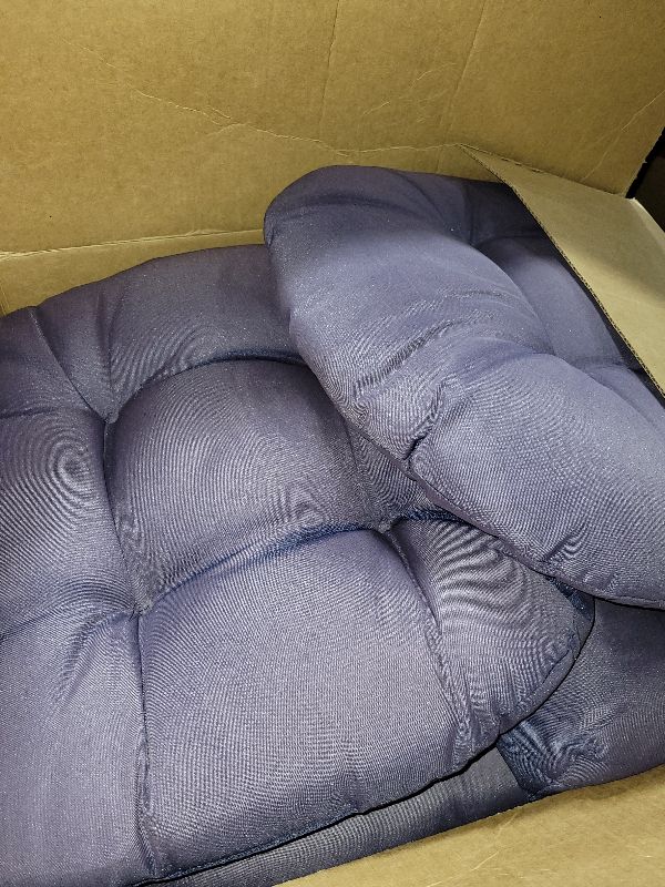 Photo 1 of **HAS SOME DISCOLORATION**
Sweet Home Collection Patio Cushions Outdoor Chair Pads Premium Comfortable Thick Fiber Fill Tufted 19" x 19" Seat Cover, 6 Pack, Navy Blue 
