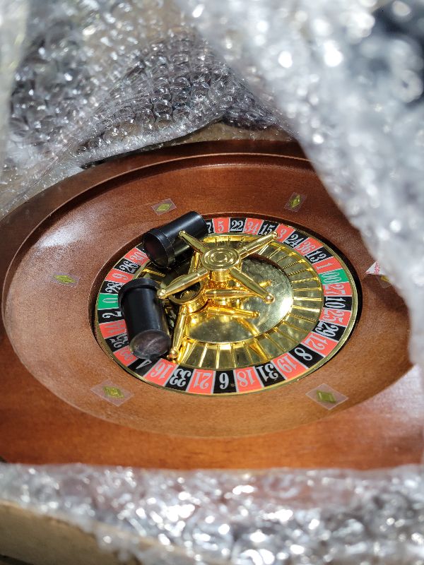 Photo 1 of 10 Inch Wooden Roulette Wheel,Professional Solid Wood Casino Roulette Wheels for Adults,with 4 Roulette Balls,Perfect for Home Game Night and Entertainment Party