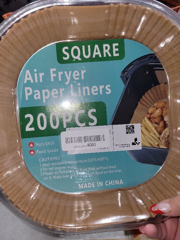Photo 1 of 200PCS Air Fryer Liners Disposable: Square 7.9 Inch Non-Stick Airfryer Paper Liners - Food Grade Parchment Paper for 5 6 7 8 QT Air Fryer Baking and Roasting - Waterproof and OilProof (9 Inch on Top)
