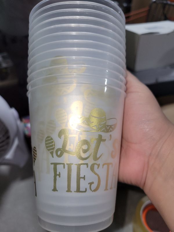 Photo 1 of 12 Pcs 16 oz Reusable Let's Fiesta Cups Fiesta Party Plastic Cup Mexican Cups Cinco De Mayo Party Decorations for Fiesta Taco Party Supplies Mexican Cups