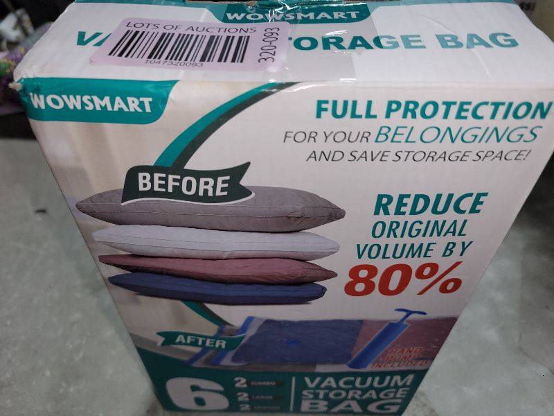 Photo 1 of 6 Pack Vacuum Storage Bags with Hand Pump, 80% Space Saver Vacuum Seal Storage Bags for Clothing, Travel Lugggage, Blankets, Comforters