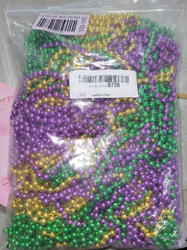 Photo 1 of 72 PCS Mardi Gras Beads Necklaces, Gold Green Purple Metallic Bead Necklaces 33” 7 mm Mardi Gras Beads Necklaces Accessories Bulk Party Beads Necklaces for Mardi Gras Party, Throw Beads Party Favors