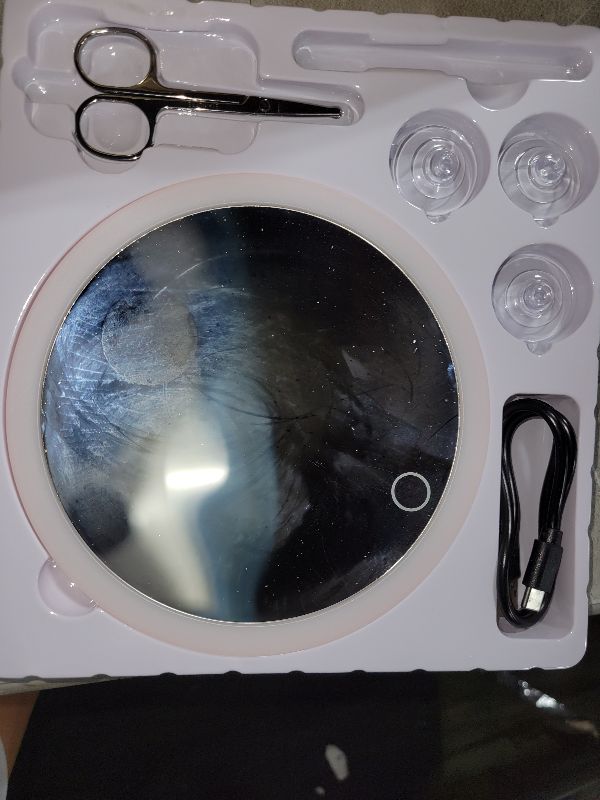 Photo 1 of 30X Magnifying Mirror with Lights, 6inch Large Makeup Magnifying Mirror, Lighted 30X High Magnifying Mirror, Travel Magnifying Mirror with Lights 30X, Portable LED Magnified Mirror with 3 Suction Cups