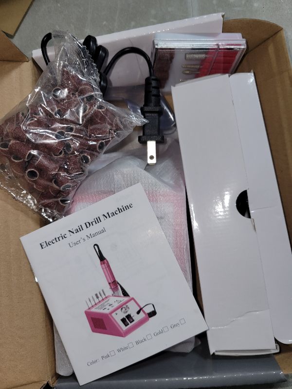 Photo 1 of 20000RPM Electric Nail Drill Professional Nail File Drill Acrylic Nails Kit for Manicure Gel Nail Polish Remover with 1 Pack of Sanding Bands(Pink)
