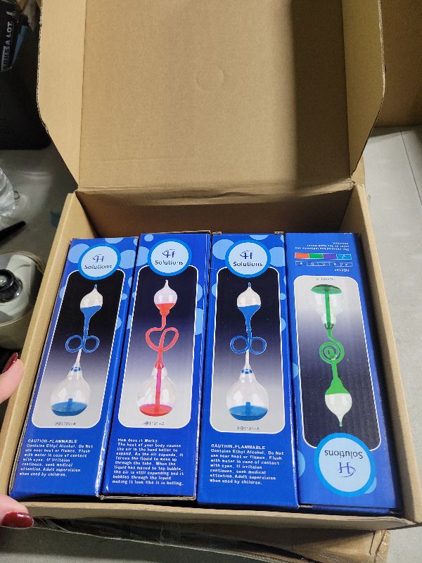 Photo 1 of 4Pcs Colorful Office Thinking Hand Boiler, Glass Energy Transfer, Children's Science Experiment, Love Birds Color Meter Boiler, Thermometer Spiral Glass Museum Toy Gifts