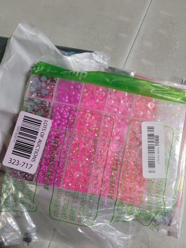 Photo 1 of 9000PCS Flatback Pearls and Rhinestones for Crafting, Dark Pink Mixed Size 3-10mm Resin Rhinestones and Half Pearls for Bedazzling, Nail Art and Decoration with Tweezer and Pickup Pencil