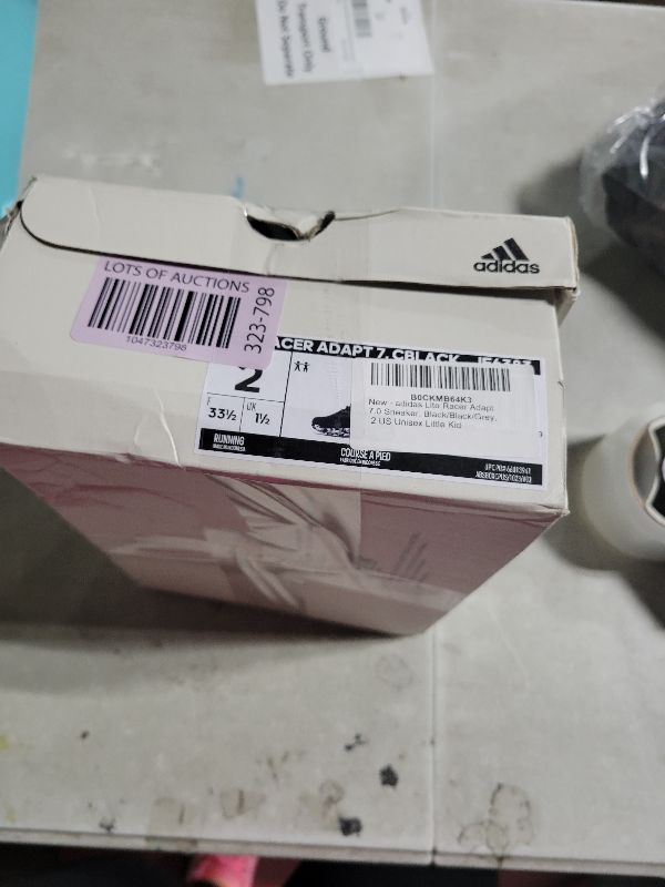 Photo 1 of adidas Lite Racer Adapt 7.0 Sneaker, Black/Black/Grey, 2 US Unisex Little Kid