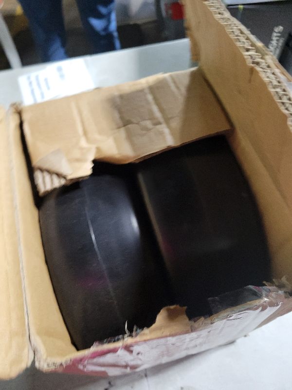 Photo 1 of 2Pcs 9x3.50-4 "Flat Free Tire, Lawn Mower Tire, with 3.5" Centered Hub, 3/4”& 5/8” Bearings, 2/5"& 1/5" Metal Spacers, 3.5"-4"-4.5"-5" Centered Hub, Smooth Tread Tire for Zero Turn Mowers