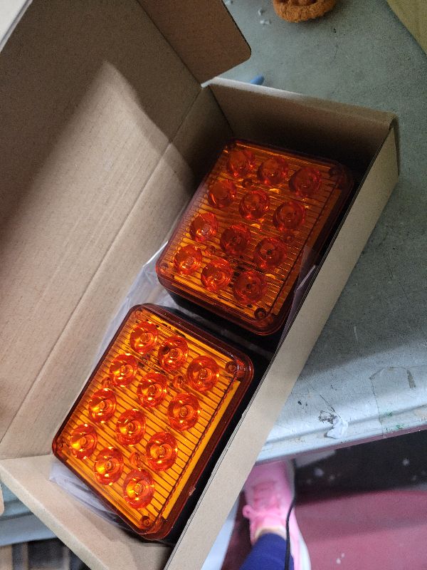 Photo 1 of ADAURIS 2PCS Caution Lights, Rechargeable Strobe Lights,Wireless Trailer Lights, Beacon strobe light,Amber Flashing Warning Emergency beacon lights with Magnetic for Trucks Trailer Bus Tracto