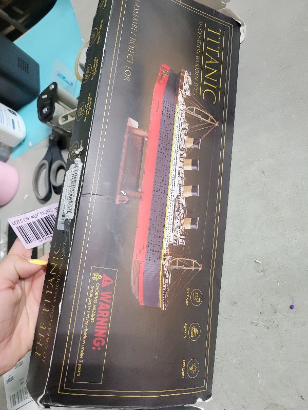 Photo 1 of Titanic 3D Wooden Puzzles for Adults with LED Light, Home Decoration Titanic Model Kits for Adults, Sailboat Hobbies for Men, Christmas Birthday DIY Miniature Kit Gift for Adults Teens