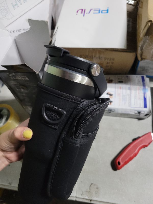 Photo 1 of 30oz Insulated-Tumblers Travel Coffee Mug - w/Straw & Flip Lid, Silicone Boot, Strap Carrier Bag, Cold 24H & Hot 12H, Stainless-Steel Coffee Tumbler Insulated Water Bottle Fits in Car Cup Holder