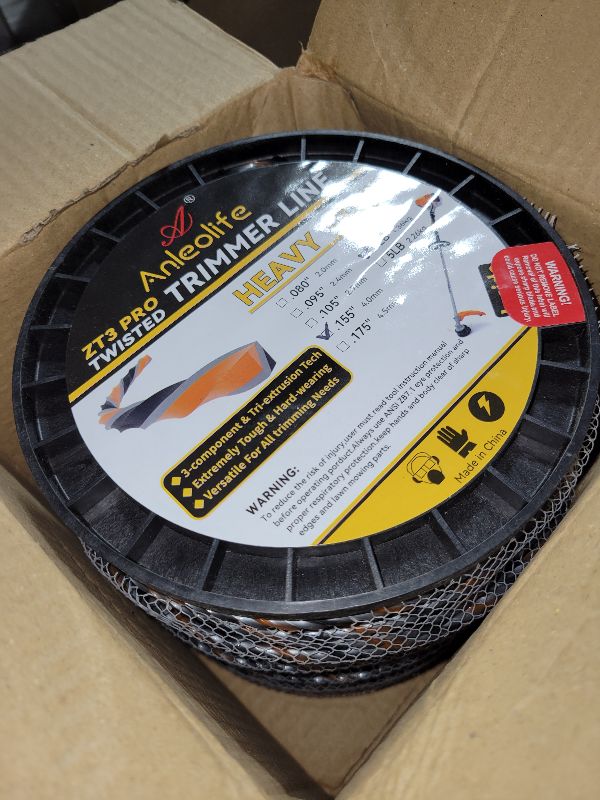 Photo 1 of A ANLEOLIFE 3-Pound ZT3 Pro Heavy Duty Diamond .155-Inch-by-443-ft Twisted Trimmer Line Spool,3-Component Tri-Extrusion 4.0-mm-by-135-meter Weed Eater String