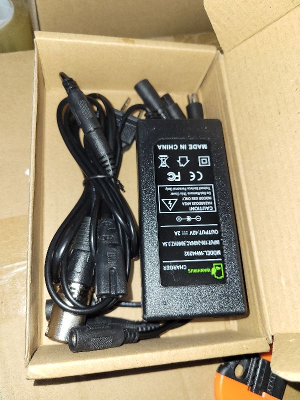 Photo 1 of 42V 2A Charger 5 Plugs for Scooter 36V Lithium Battery, Pack DC 5.5 * 2.1 with 8mm 3 Prong Connector /12mm 3 Prong Connector /8mm RCA Connector/ 3-Pin Male XLR Connector