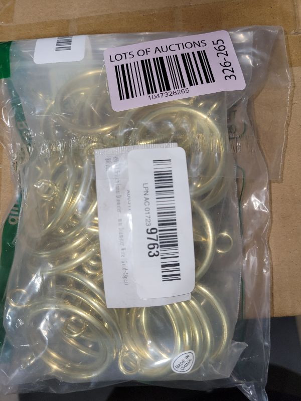 Photo 1 of 48Pcs 1.5-Inch Inner Diameter Metal Curtain Rings with Eyelets,Fits Up to 1 1/4-Inch Rod,4 mm Diameter Wire (Gold-48pcs)