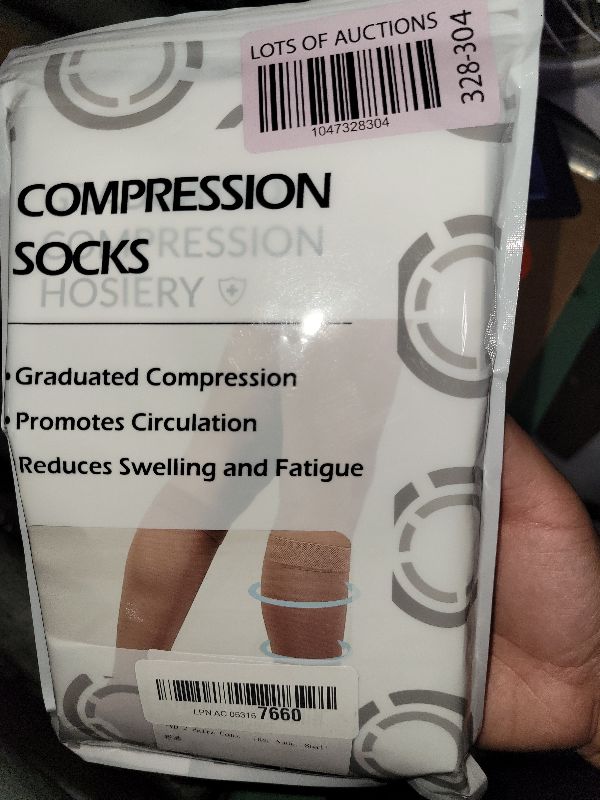 Photo 1 of +MD 2 Pairs Compression Socks for Women & Men Medical Grade 20-30 mmHg, Open-Toe knee High Stocking, Support for edema, Varicose Veins, Nude, Small