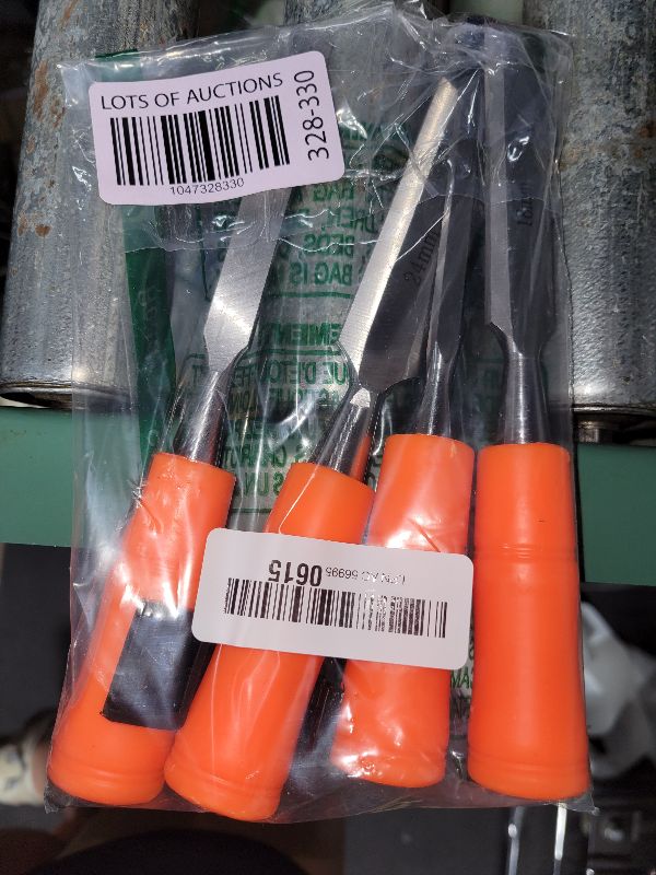 Photo 1 of 4 Piece Wood Chisel Sets Woodworking Tools Set, Wood Chisels for Woodworking with Steel Hammer End, Wood Tools Chisel Set Woodworking with Ergonomic Plastic Handle, 6mm, 12mm, 18mm, 24mm