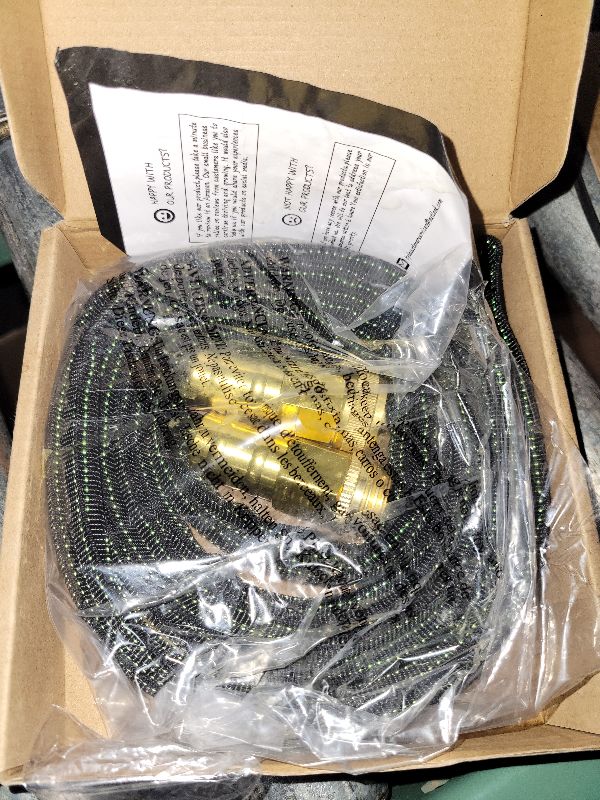 Photo 1 of 10FT Lightweight Flexible Garden Hose,Non-Slip Handles,Non-kink Hose,Solid Brass Fitting for Boats, RV Water Hose,Marine Washdown,Lawn,Garden,Leakproof TPE Hose (GreenBlack, 10 FT)