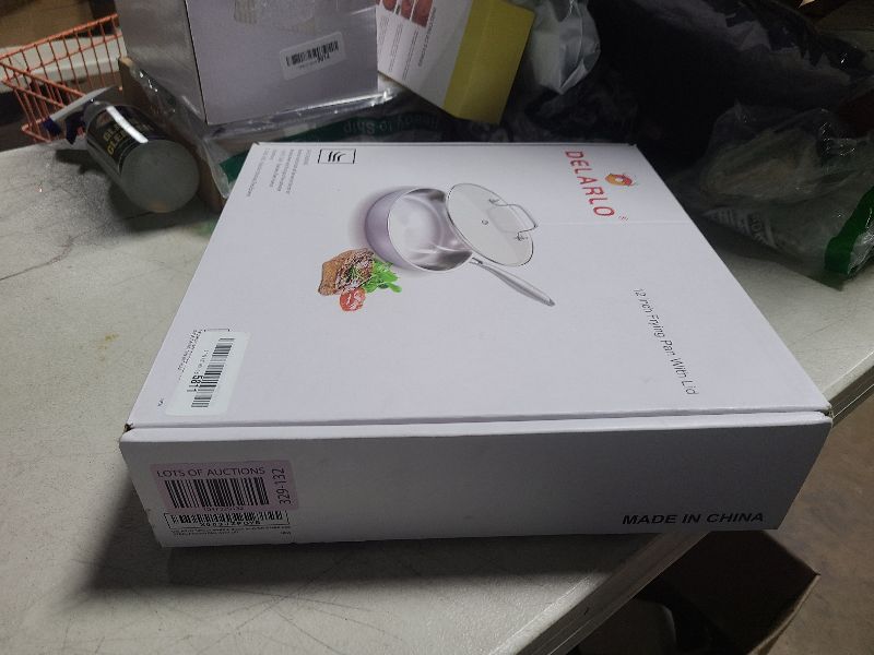 Photo 1 of DELARLO Tri-Ply Stainless Steel Skillet, 12 Inch Frying Pan with Lid, Compatible with All Cooktops Up to 600, Fast & Even Heat, Induction Cookware, Dishwasher Safe