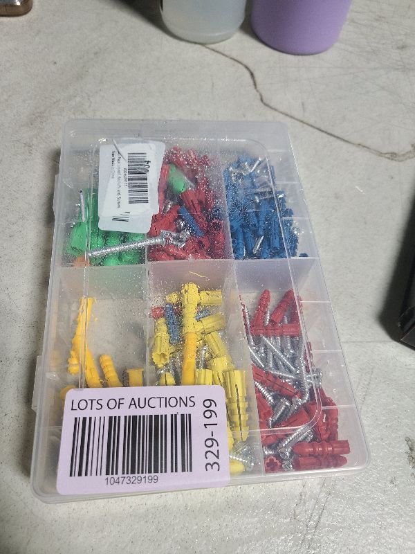 Photo 1 of 340-Piece Drywall Anchors and Screws Combo Pack - 170 Plastic Wall Anchors and 170 Screws - Assorted Sizes - Organizer Box Included - Wall Anchors and Screw for Drywall