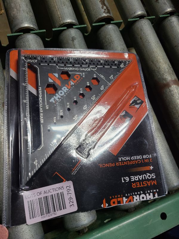 Photo 1 of ** MISSING PENCIL**THORVALD 6-in-1 Carpenter Square 7 inch (1/16" Precision) T Square Multi-Purpose Carpenter Tools : Wrench, Square, Protractor, Ruler, Marking Gauge, Drill Gauge, Includes 2-in-1 Carpentry Pencil