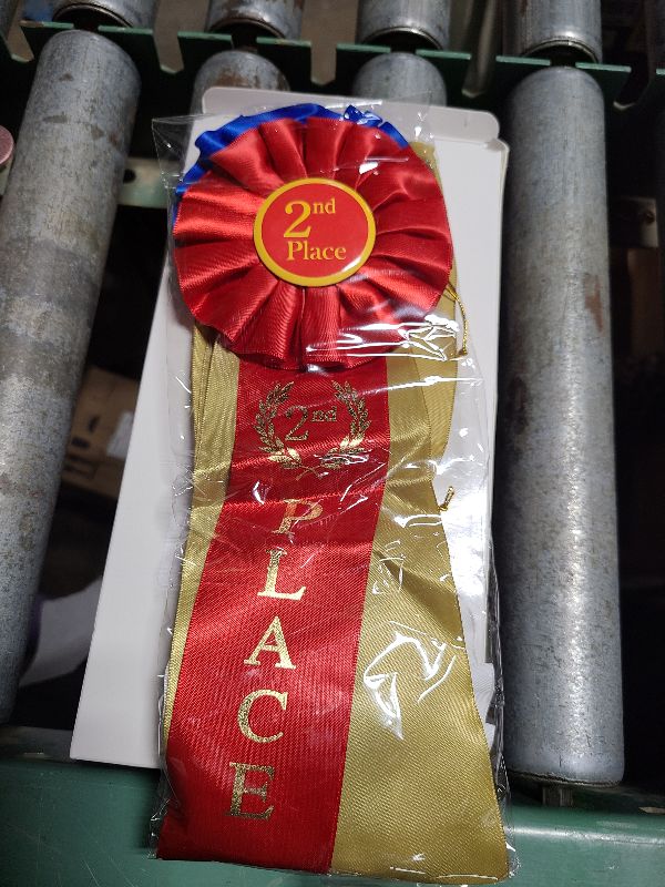 Photo 1 of 3 Pcs Award Ribbons 1st 2nd 3rd Place Rosette Ribbons Blue Red White Prize First Second Third Place Participation Medal for Classroom Winners Certificate Prizes
