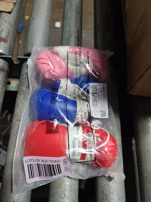 Photo 1 of 3 Pairs Mini Boxing Gloves Miniature Boxing Glove Keychain Boxing Ornament for Car Mirror Home for Hanging Decoration Accessories