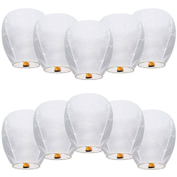 Photo 1 of 10 Packs Handmade Chinese Lanterns Holiday Decorations, White Decorat Lanterns Chinese Paper Lanterns New Year Decorations ,Wishes for Celebrations, Birthday Parties, Weddings, Anniversaries
