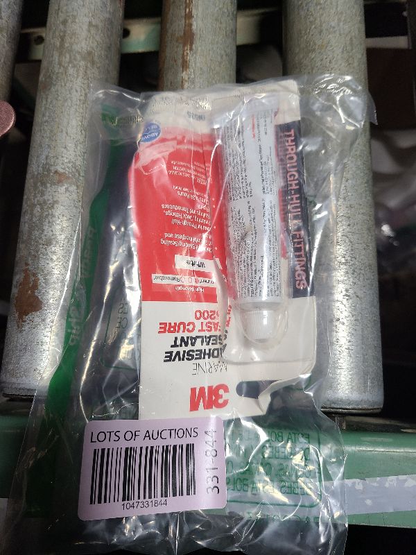 Photo 1 of 3M Marine Adhesive Sealant Fast Cure 5200 (06535) Permanent Bonding and Sealing for Boats and RVs Above and Below the Waterline Waterproof Repair, White, 1 fl oz Tube