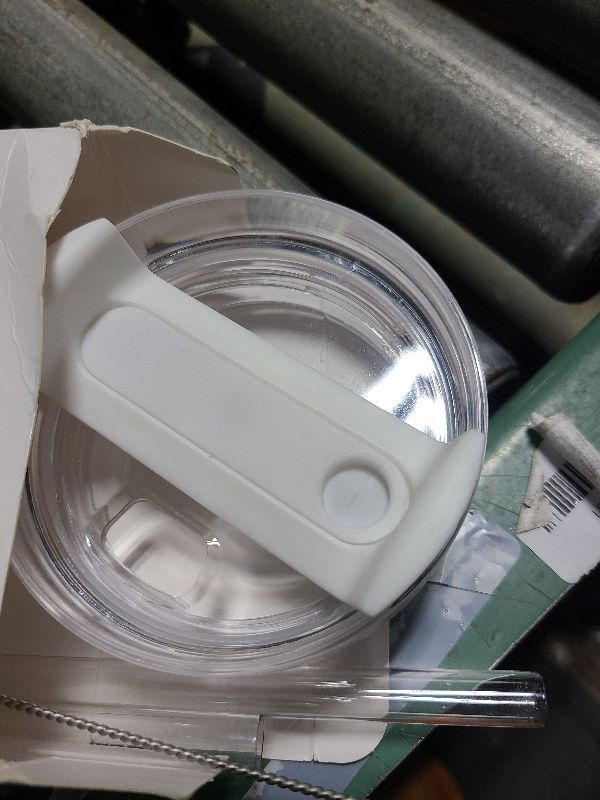 Photo 1 of 30 OZ Tumbler Lid Replacement Fit for Stanley Cup, 2 Pack Flip Straw Replacement Lids with 2 Straws for 30 OZ Tumbler, Spill Proof Tumbler Lids for Stanley Cup (Clear - White)