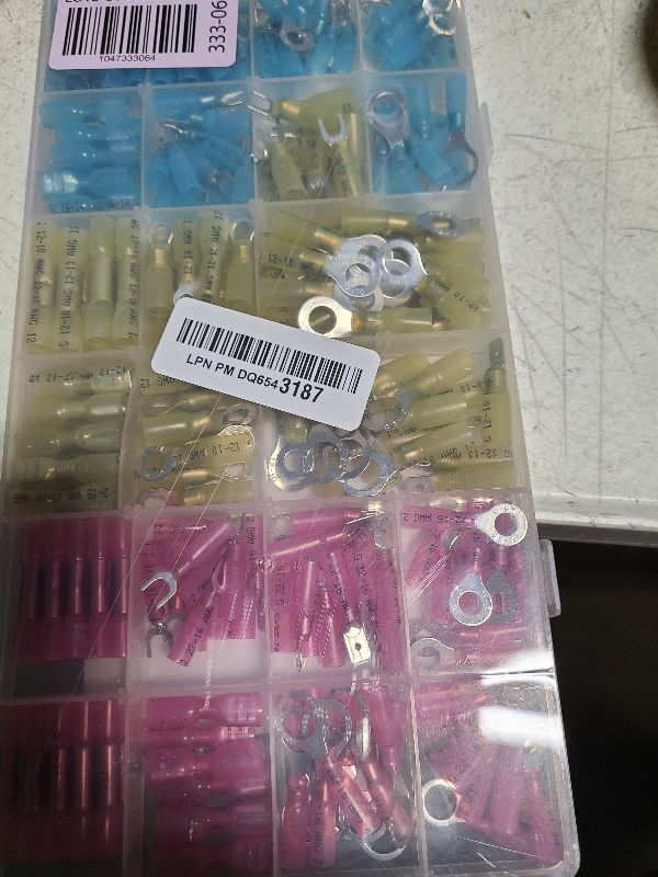 Photo 1 of 250PCS Heat Shrink Wire Connectors,Electrical Terminals Kit,Waterproof,Automotive Marine Electrical Terminals Kit,Ring Fork Hook Spade Butt Splices,Tinned Red Copper,12-10,16-14,22-16 (250PCS)