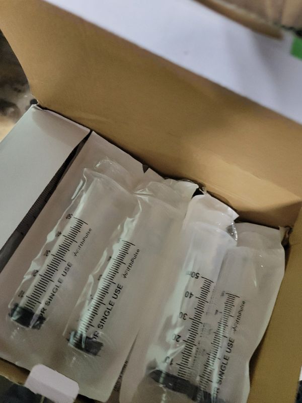 Photo 1 of 50 ml Syringe without Needle - 25 Pack of Individually Wrapped Disposable Syringes - Good for Medical, Scientific Lab, Home Use, and More - Sterile Luer Lock Syringes