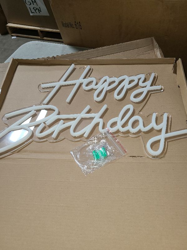 Photo 1 of Happy Birthday Neon Sign Battery Operated, Usb Powered Neon Signs for Wall Decor, Adjustable Brightness Happy Birthday Signs(15 x 9.6 inches)