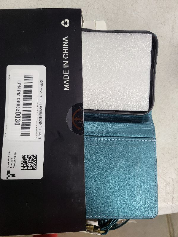 Photo 1 of Defencase Compatible with iPhone 16 Pro Max Case Wallet with RFID Blocking Card Holder for Woman, PU Leather Magnetic Snap Flip Zipper Strap Wallet Phone Case for iPhone 16 Pro Max 6.9", Blue Green