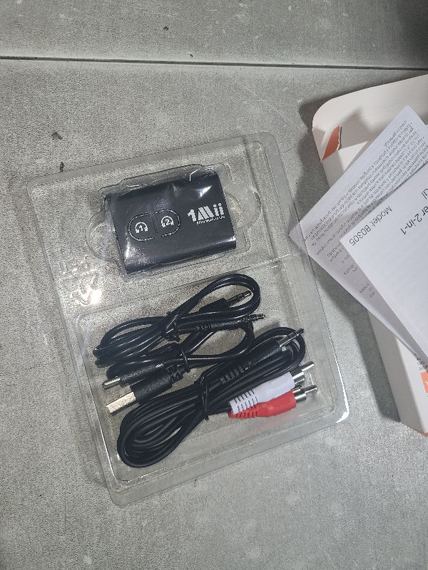 Photo 1 of 1Mii Bluetooth 5.3 Transmitter Receiver for TV to Wireless Headphones, Dual Link AptX Adaptive/Low Latency/HD Audio, Aux Adapter for Home Stereo, Airplane, Boat, Gym