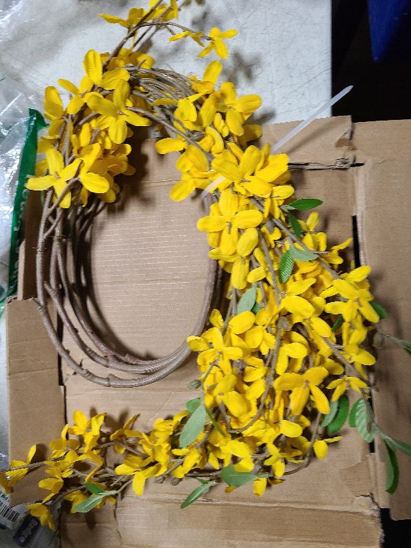 Photo 1 of AILANDA 40.6''Artificial Flowers Silk Fake Forsythia Branches, 4PCS Faux Long Stem Flowers Winter Jasmine Orchids Yellow for Floral Arrangements Home Wedding Farmhouse Indoor Outdoor Cemetery Decor