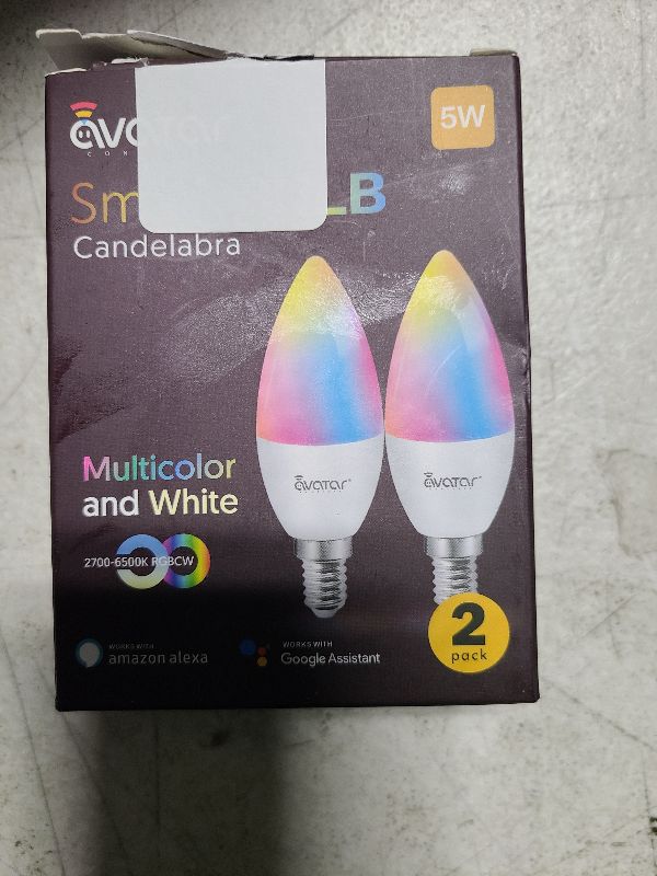 Photo 1 of 2 Pack E12 LED Light Bulb Work w/Google Siri Alexa Light Bulb 5W Type B Smart Bulb RGBCW 16 Million Color Changing Light Bulb 2.4G WiFi B11 Candelabra Bombillos Work w/Smart Life AvatarControls APP