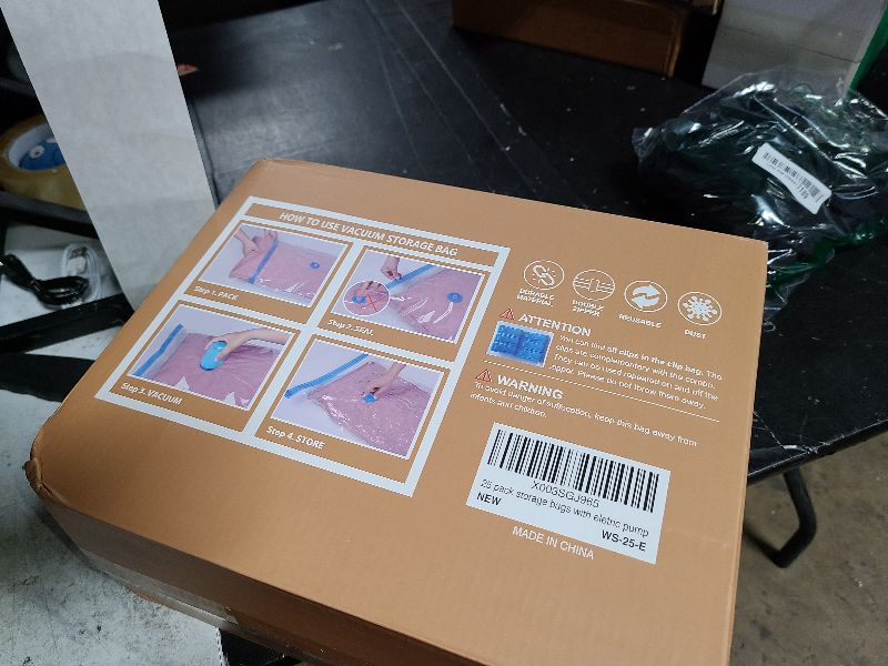 Photo 1 of 25 Vacuum Storage Bags with Electric Pump, 80% Space Saver Bags Vacuum Sealer for Clothes, Clothing, Comforters, Pillows, Towel, Blanket Storage, Bedding